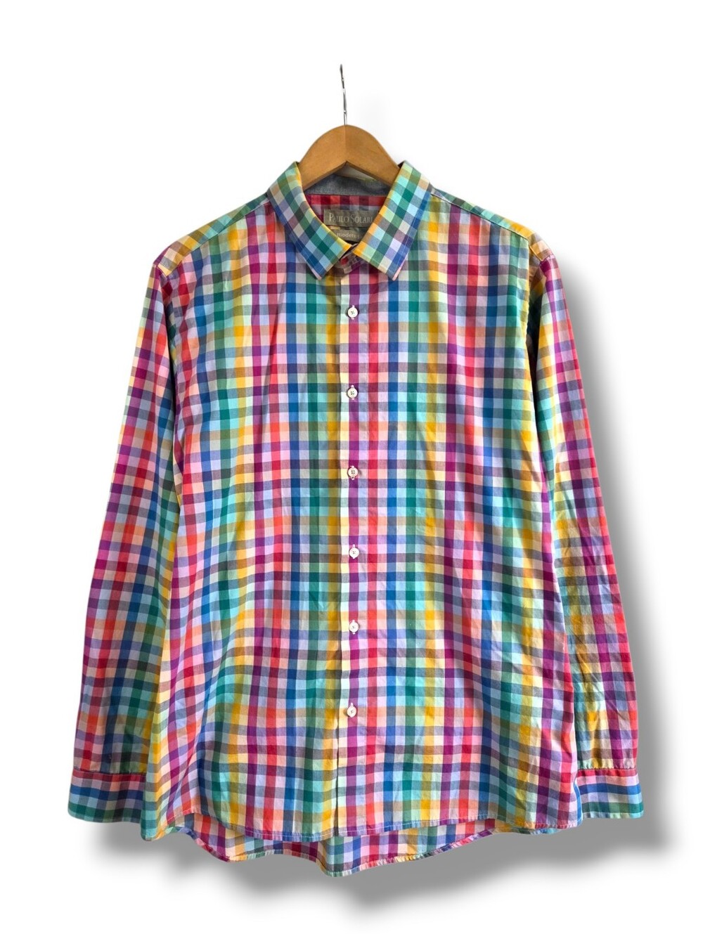 Paulp Solari Rainbow Checkered Button-up Men's Shirt Size XL